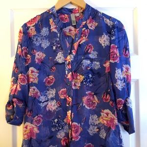 Blue floral blouse